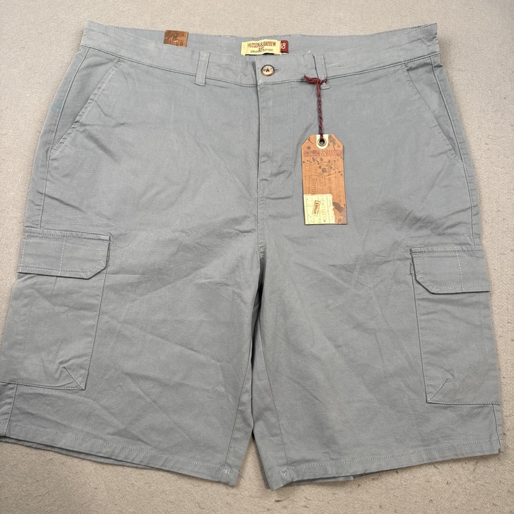 Hudson & Barrow Mens 38 blue Chino Shorts Stretch Cotton Spandex NWT